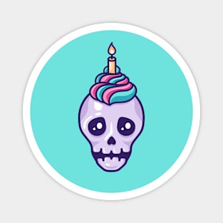 Skull with icing and birthday candle Magnet